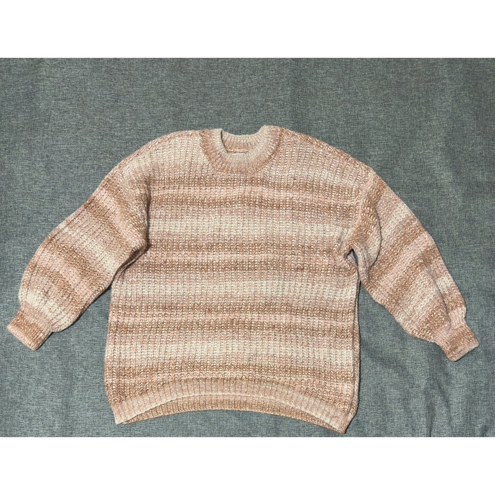 SO Women XXL Sweater Striped Pink Knit Crew Neck Long Sleeve
